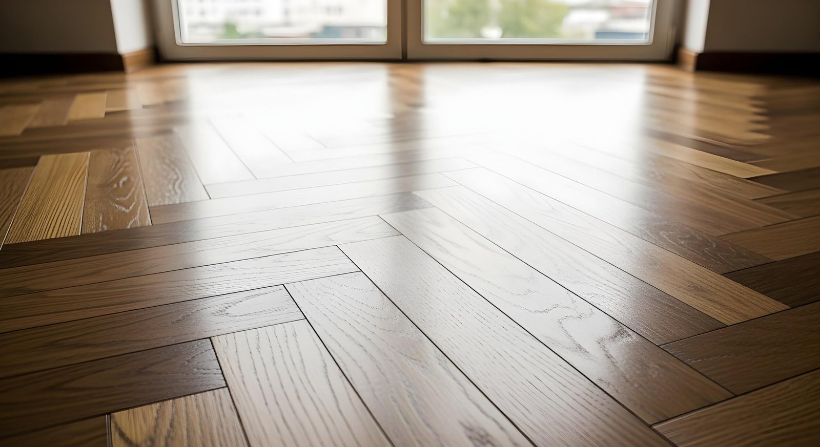 close-up-polished-wood-parquet-floor-reflecting-light